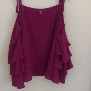 Vince Camuto Cold Shoulder Ruffle Sleeve Top